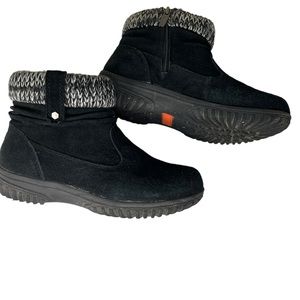 Khombu Laura bootie black leather suede ankle 7M #BB